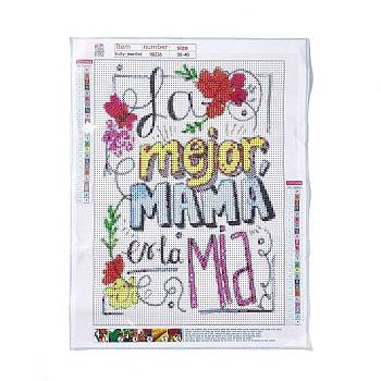DIY Mother's Day Theme Full Drill Diamond Painting Canvas Kits, with Resin Rhinestones, Diamond Sticky Pen, Plastic Tray Plate and Glue Clay, Mother's Day Themed Pattern, 400x307x0.2mm
