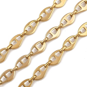 Ion Plating(IP) 304 Stainless Steel Nuggets Link Chains, Unwelded, Real 18K Gold Plated, 13.5x8x1.4mm