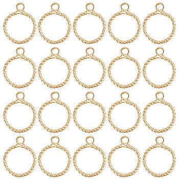 30Pcs Brass Charms, Round Ring, Real 18K Gold Plated, 15x11.5x1mm, Hole: 1.8mm