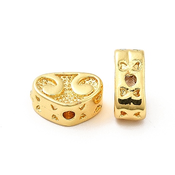 Rack Plating Brass Beads, Long-Lasting Plated, Heart, Golden, 7x10x4.5mm, Hole: 1.5mm