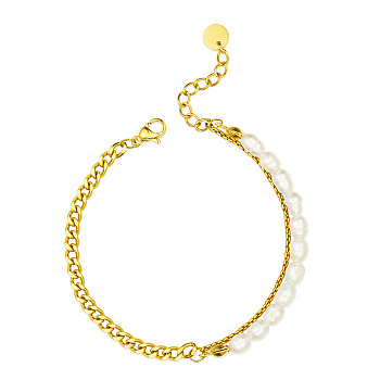 Elegant Shell Pearl Stainless Steel Golden Plated Women's Bracelet, Versatile Fashion Jewelry