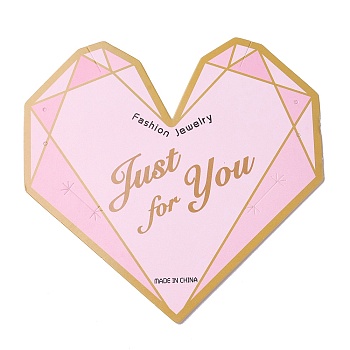 Paper Hair Clip Display Cards, Jewelry Display Card for Hair Clip, Heart with Word Just for You, Pearl Pink, 12.5x12.5x0.03cm, Hole: 1.2mm