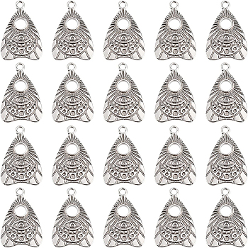 BENECREAT Tibetan Style Alloy Pendants, Cadmium Free & Nickel Free & Lead Free, Talking Board Planchette Charm with All Seeing Eye, Thailand Sterling Silver Plated, 24.5x16x2mm, Hole: 2mm, 20pcs/box