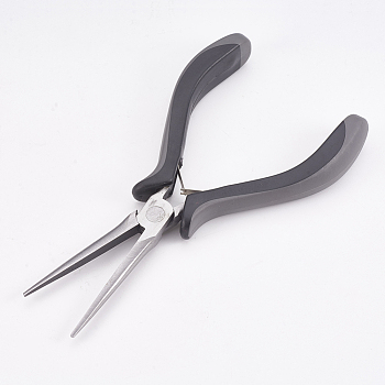 45# Carbon Steel Long Chain Nose Pliers, Hand Tools, Polishing, Black, 15.5x8x1.7cm
