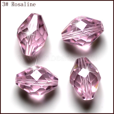 13mm Pink Bicone Glass Beads