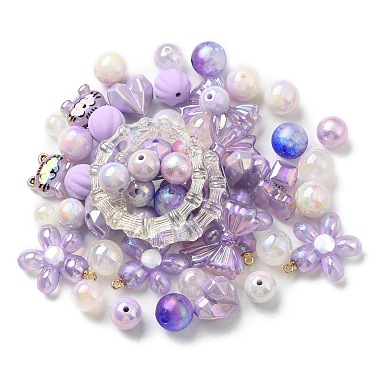 Purple Mixed Shapes Acrylic Beads