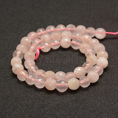 Boutons de perles de quartz de rose naturelle facetté(G-F449-8mm)-2