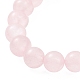 Bracelets extensibles en perles de tête de bouddha en quartz rose naturel et alliage(BJEW-JB09420-03)-3