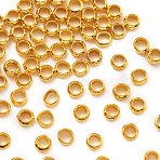 Brass Crimp Beads, Golden, 3.5x2mm, Hole: 2mm(KK-S509-01G-05)