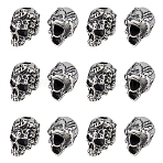 12Pcs 304 Stainless Steel European Beads, Skull, Large Hole Beads, Antique Silver, 15.5x11x11.5mm, Hole: 4mm(STAS-HS0001-06)