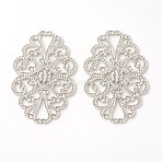 Brass Filigree Joiners Links, Rack Plating, Flower, Platinum, 32x20x1mm, Hole: 1~3mm(X-KK-F772-11P)