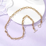 7MM 304 Stainless Steel Figaro Chain OT Necklaces, Golden, 20.67 inch(52.5cm)(NJEW-JN05706)