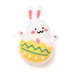 Food Grade Eco-Friendly Silicone Focal Beads, White, Rabbit, 35x23x16mm, Hole: 2mm(SIL-C009-01C)