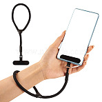 Polyester Cord Phone Tether Tab, for Moblie Accessories Decoration, Black, 225mm(HJEW-TAC0009-30B-01)