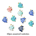 10Pcs 304 Stainless Steel Enamel Charms, Marine Animal, Golden, Fish, 11.5x9.5x1.5mm, Hole: 1mm(STAS-YW0003-25C)