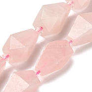 Natural Rose Quartz Beads Strands, Faceted, Teardrop, with Seed Beads, 19~21.5x12~13mm, Hole: 2mm, about 15~16pcs/strand, 14.96~15.7 inch(38~40cm)(G-NH0005-B09-01)