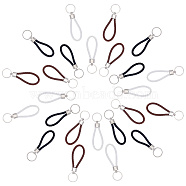 24Pcs 3 Colors Imitation Leather Keychain, with Platinum Plated Iron Findings, Mixed Color, 11x0.65cm, 8pcs/color(KEYC-CP0001-21)