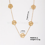 Simple Fashion Stainless Steel Five-leaf Flower Pendant Clavicle Necklaces for Women, Golden, 15.75 inch(40cm)(UJ1539-2)