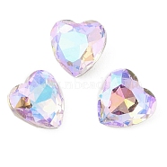 Glass Rhinestone Cabochons, Flat Back & Back Plated, Faceted, Heart, Vitrail Light, 10x10x5mm(RGLA-L029-08A-VLSI)