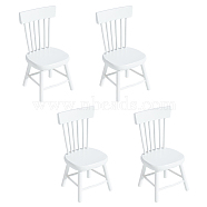 Mini Wood Chairs, Dollhouse Furniture Accessories, for Miniature Dinning Room, White, 40x41x84mm(AJEW-WH0041-76A)