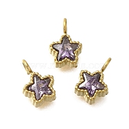 304 Stainless Steel Micro Pave Cubic Zirconia Charms, Gold, Star, 8.5x6x3mm, Hole: 1.8mm(STAS-U027-02G-03)