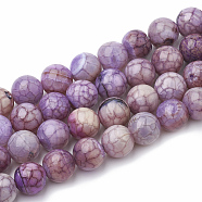 Dyed Natural Crackle Agate Beads Strands, Round, Blue Violet, 12mm, Hole: 1.5mm, about 33pcs/strand, 15.1 inch(G-T100-01B)