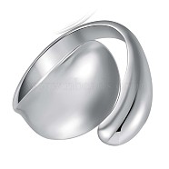Rhodium Plated 925 Sterling Silver Twist Chunky Open Cuff Ring for Women, Platinum, US Size 5 1/4(15.9mm)(JR909A)