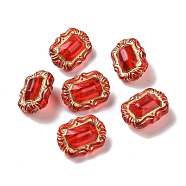 Transparent Acrylic Beads, Golden Metal Enlaced, Oval, Red, 18x13.5x8.5mm, Hole: 1.8mm(X-OACR-E015-11)