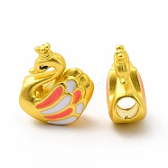 Rack Plating Alloy Enamel Beads, Swan, Matte Gold Color, 15x12.5x7mm, Hole: 3.5mm(PALLOY-A001-49MG)