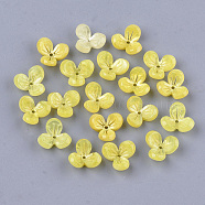 Cellulose Acetate(Resin) Bead Caps, 3-Petal, Flower, Yellow, 12x13x5.5~6mm, Hole: 1.2mm(KK-S161-04C)
