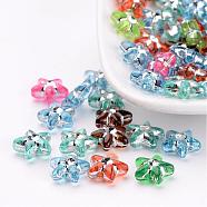 Metal Enlaced Acrylic Beads, Star, Mixed Color, about 10mm in diameter, 4mm thick, hole: 1mm(X-PB21P9226)