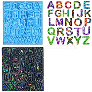 Letter A~Z Shape Holographic DIY Silicone Mold, Resin Casting Molds, for UV Resin, Epoxy Resin Craft Making, Light Sky Blue, 90x82x7mm, Inner Diameter: 15~16x3~16mm(DIY-K063-13)