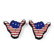 Independence Day Silicone Focal Beads, Silicone Teething Beads, Hand, 24.5x29.5x7mm, Hole: 2.2mm(SIL-R147-01I-1)