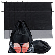 Non-woven & Polyester Bundle Pocket, with Drawstring Rope and Windows, Black, 44x31.9x0.5cm(ABAG-WH0035-007B-02)