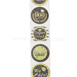 Graduation Theme Stickers Roll, Round Paper Adhesive Labels, Decorative Sealing Stickers for Gifts, Party, Mixed Color, 25x0.2mm(DIY-H167-04A)