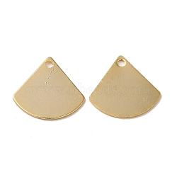 Brass Pendants, Fan Charms, Real 24K Gold Plated, 12x13x0.5mm, Hole: 1.2mm(KK-P259-08G)