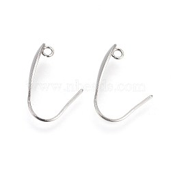 304 Stainless Steel Earring Hooks, with Horizontal Loop, Stainless Steel Color, 18x13.5x4.5mm, Hole: 1.6mm(X-STAS-I100-41G)