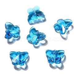 Transparent Glass Beads, Faceted, Butterfly, Deep Sky Blue, 12x15x8mm, Hole: 1.5mm(GLAA-P037-02-35)