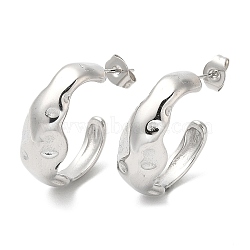 304 Stainless Steel Twist Round Stud Earrings, Half Hoop Earrings, Stainless Steel Color, 23x9mm(EJEW-B026-19P)