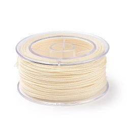 Macrame Cotton Cord, Braided Rope, with Plastic Reel, for Wall Hanging, Crafts, Gift Wrapping, Cornsilk, 1.2mm, about 26.25 Yards(24m)/Roll(OCOR-H110-01B-21)