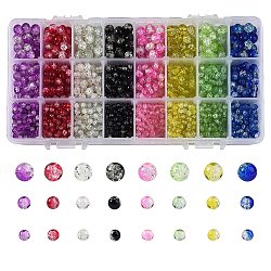 1920Pcs 3 Style Spray Painted Crackle Glass Beads, Round, Two Tone, Mixed Color, 4mm/6mm/8mm, Hole: 1.1~1.3mm, 8color/style(CCG-CJ0001-04)