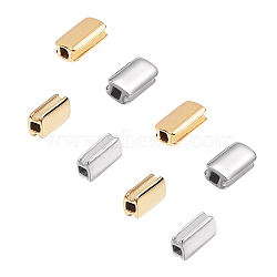 304 Stainless Steel Beads, Ion Plating (IP), Rectangle, Golden & Stainless Steel Color, 10x5.5x4mm, Hole: 2x2mm, 2colors, 4pcs/color, 8pcs/box(STAS-UN0002-87)