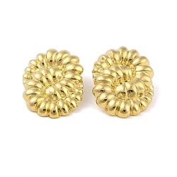 Ion Plating(IP) 304 Stainless Steel Stud Earrings for Women, Flower, Real 18K Gold Plated, 30.5x23mm(EJEW-B050-10G)