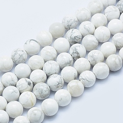Natural Howlite Beads Strands, Round, 8mm, Hole: 1mm, about 48pcs/strand, 15.7 inch(40cm)(X-G-P353-01-8mm)
