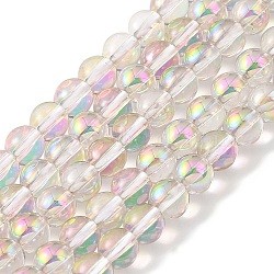 Transparent Electroplate Glass Beads Strands, Pearl Luster Plated, Round, Pearl Pink, 4mm, Hole: 0.7mm, about 101pcs/strand, 14.57~14.96''(37~38cm)(GLAA-T032-T4mm-C12)