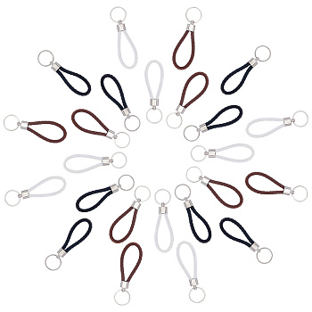 24Pcs 3 Colors Imitation Leather Keychain, with Platinum Plated Iron Findings, Mixed Color, 11x0.65cm, 8pcs/color