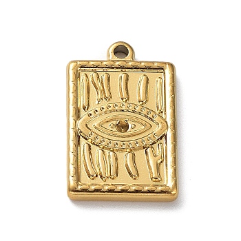Ion Plating(IP) 304 Stainless Steel Pendant Rhinestone Settings, Rectangle with Eye, Real 18K Gold Plated, Fit for 1mm Rhinestone, 20.5x13x2.5mm, Hole: 1.6mm