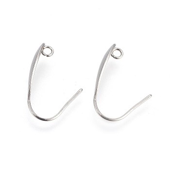 304 Stainless Steel Earring Hooks, with Horizontal Loop, Stainless Steel Color, 18x13.5x4.5mm, Hole: 1.6mm