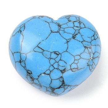 Synthetic Turquoise Thumb Massage Stone, Heart Pocket Palm Stones, for Relaxing, Pain Relief, 40~41x45x24~26mm