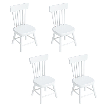 Mini Wood Chairs, Dollhouse Furniture Accessories, for Miniature Dinning Room, White, 40x41x84mm